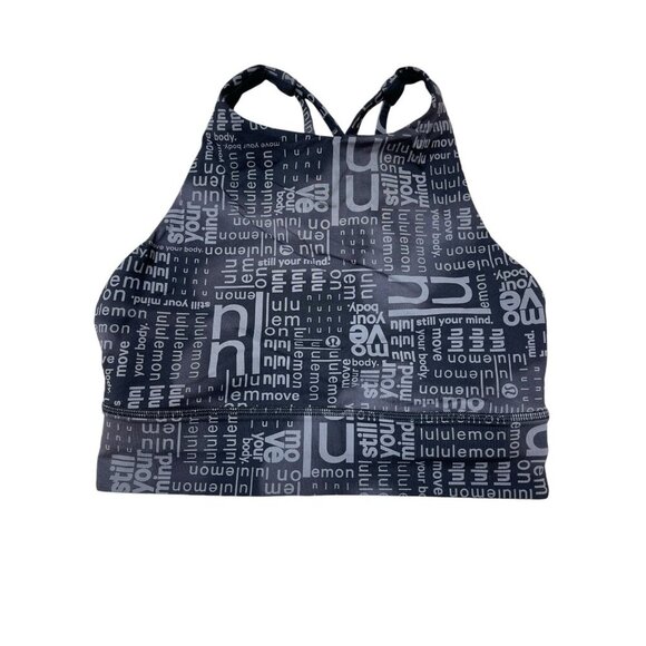 LULULEMON Logo ENERGY BRA HIGH NECK LONG LINE BLACK Womens 6 - Picture 1 of 6